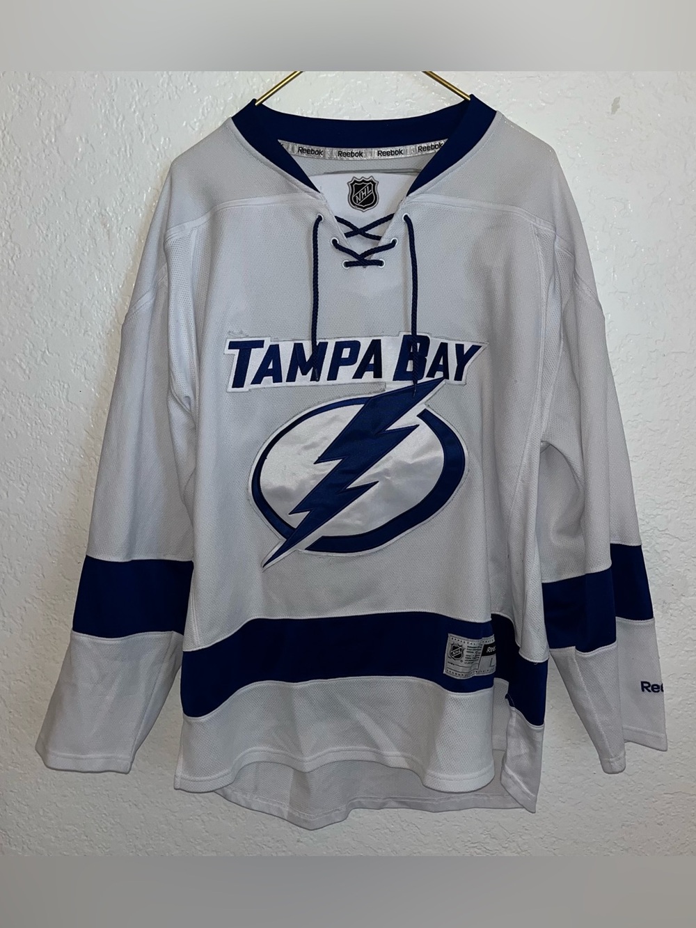 TAMPA BAY LIGHTNING AUTHENTIC AWAY REEBOK Premier White JERSEY SIZE Large NHL